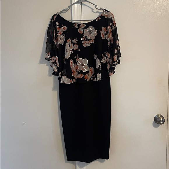 Connected Apparel Black Dress with Floral Accents - Picture 1 of 3